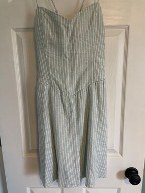 Hollister Light Green and White Striped Mini Dress